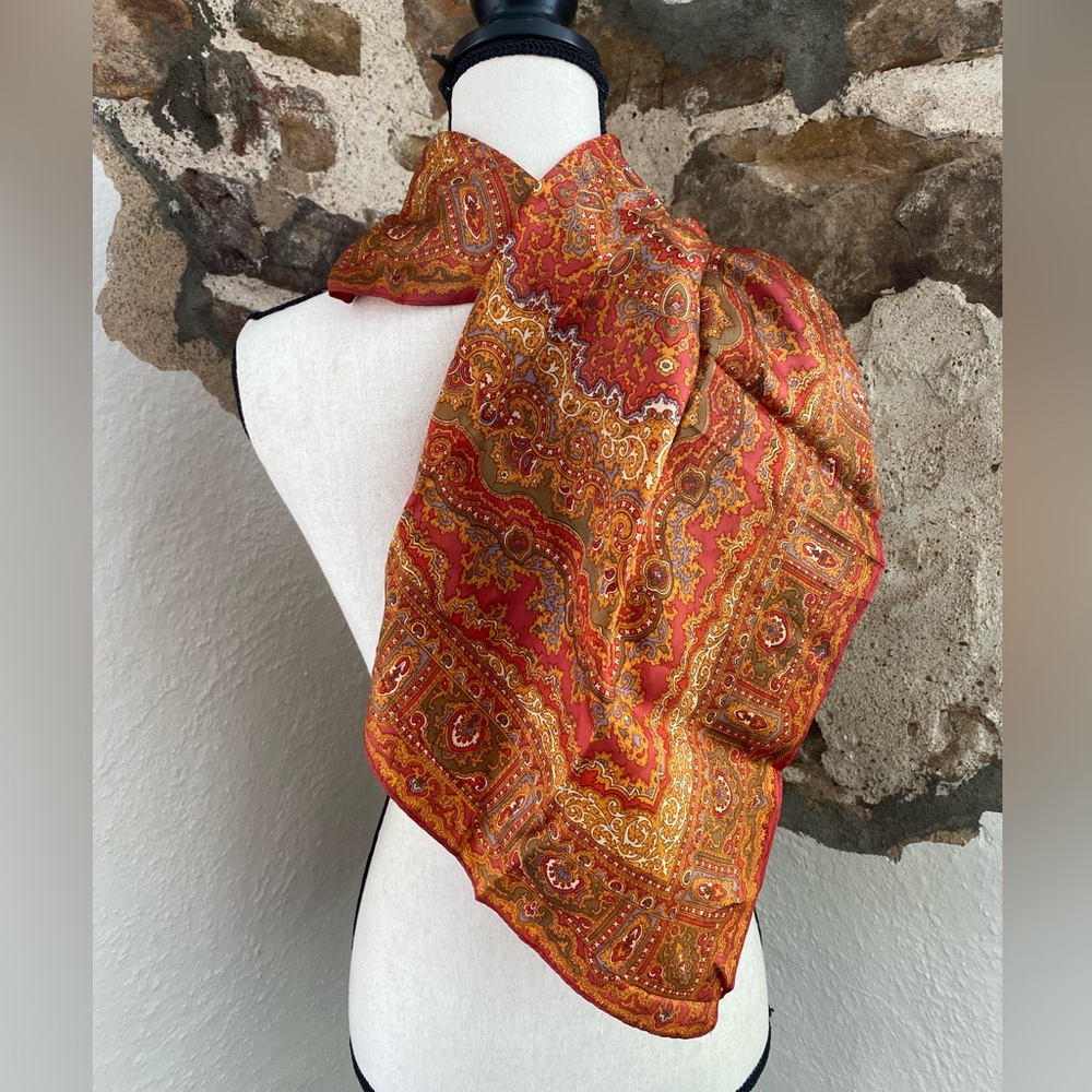 Vintage Middle Eastern Looking Satiny Scarf